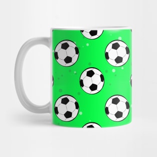 Football / Soccer Balls - Seamless Pattern on Green Background Mug